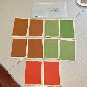 Belgian vintage 10 linen cocktail napkins with original bag